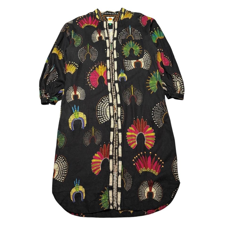 FLAW Farm Rio Wonderful Headdress Chemise Beaded Mini Dress Medium Boho